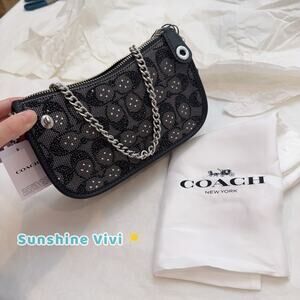 NWT Coach Swinger 20 Bag With Chain In Crystal Signature Jacquard CW568 Black
